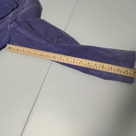 Danier Suede Leather Moto Jacket Womens M Purple Asymmetrical Full Zip - Picture 10 of 16